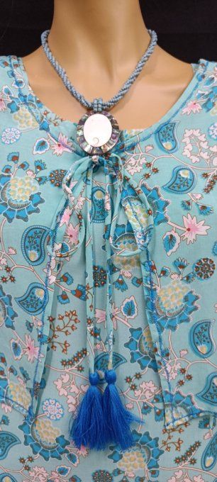 ROBE COURTE MIRABELLE FLO BLEU